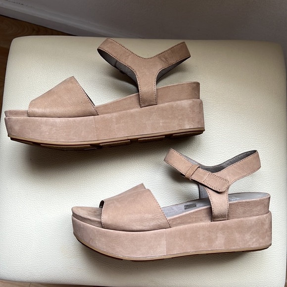 EILEEN FISHER "JASPER NUBUCK" PLATFORM LEATHER SANDALS SIZE 9 - Picture 9 of 16